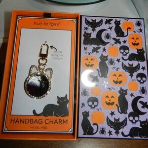 NEW! Viral True to Form Black Cat Halloween Handbag Charm Keychain